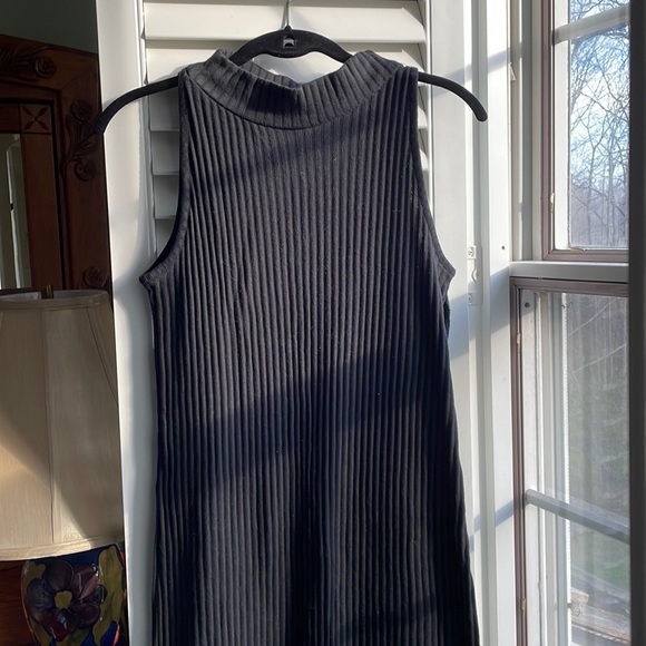 Black cotton sleeveless MIDI dress - Picture 1 of 5